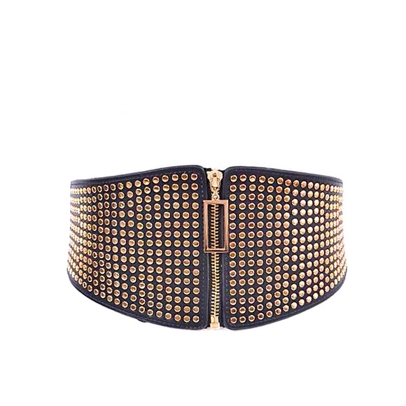 Black Wide Waist Leather Harness Corset Statement Belt - Picture 2 of 6